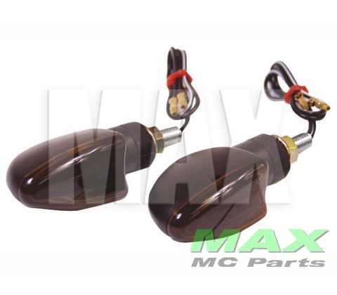 Mini Blinklys MØRK GLAS HALOGEN *E*