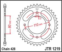 JT Bagkædehjul- JTR1219.41 CBF125 CB125R