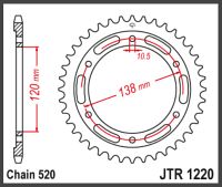 JT Bagkædehjul - JTR1220.36 CBR300 14-