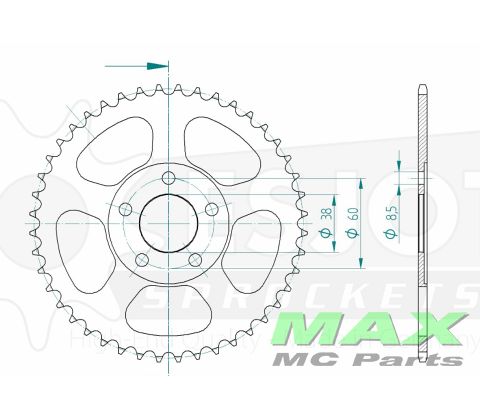 Bagtandhjul ESJOT 44T RIEJU RS50RS