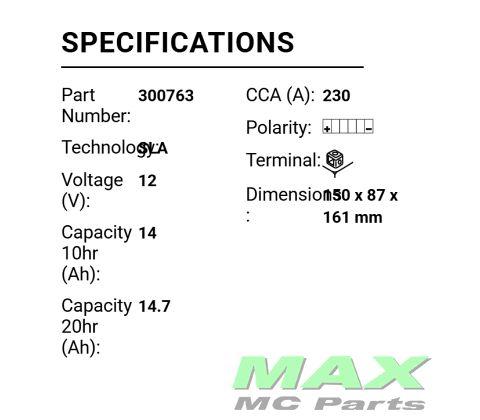 BS BATTERI *SLA* BTX16-BS/YTX16-BS
