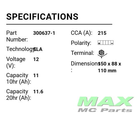 BS BATTERI *SLA* BTZ12S-BS/YTZ12S-BS