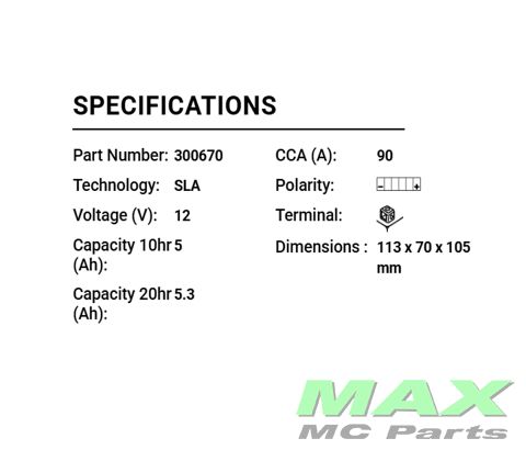 BS BATTERI *SLA* BTZ6S(V) / YTZ6S(V)