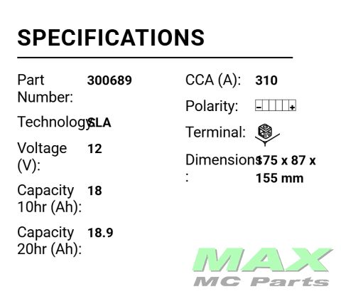 BS BATTERI *SLA* BTX20HL-BS/YTX20HL-BS