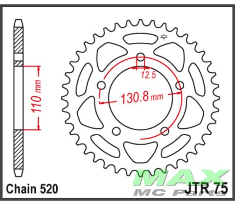 JT Bagkædehjul -JTR75.44 BMW #520 CHAIN