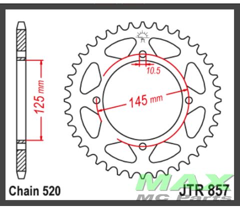 JT Bagkædehjul - JTR857.39 XT550 XT600